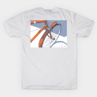 Bicycle in Orange and Blue T-Shirt